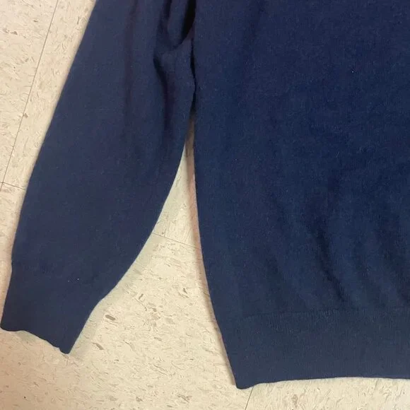 J CREW Midweight 100% Cashmere Navy Blue Hoodie Pullover Sweater Unisex - Picture 6 of 11